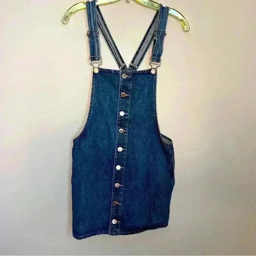 Forever 21 Denim Dress Overalls Jumper Mini Size S EUC